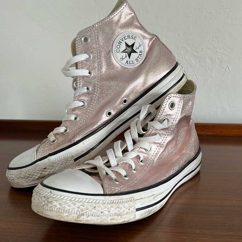 Metallic Pink Covnerse High-tops